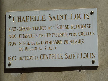 plaque apposée sur la chapelle Saint Louis