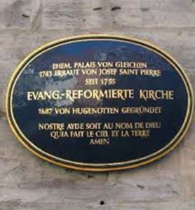 Plaque de l'église Evangelique Eéformée