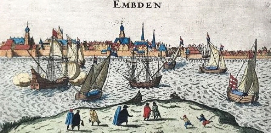 Gavure en couleurs du portde Emden