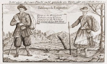 gravure de migrants protestants salzbourgeois 1731