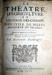 En tête du livre publié par Olivier de Serres :Le théâtre d'agriculture..